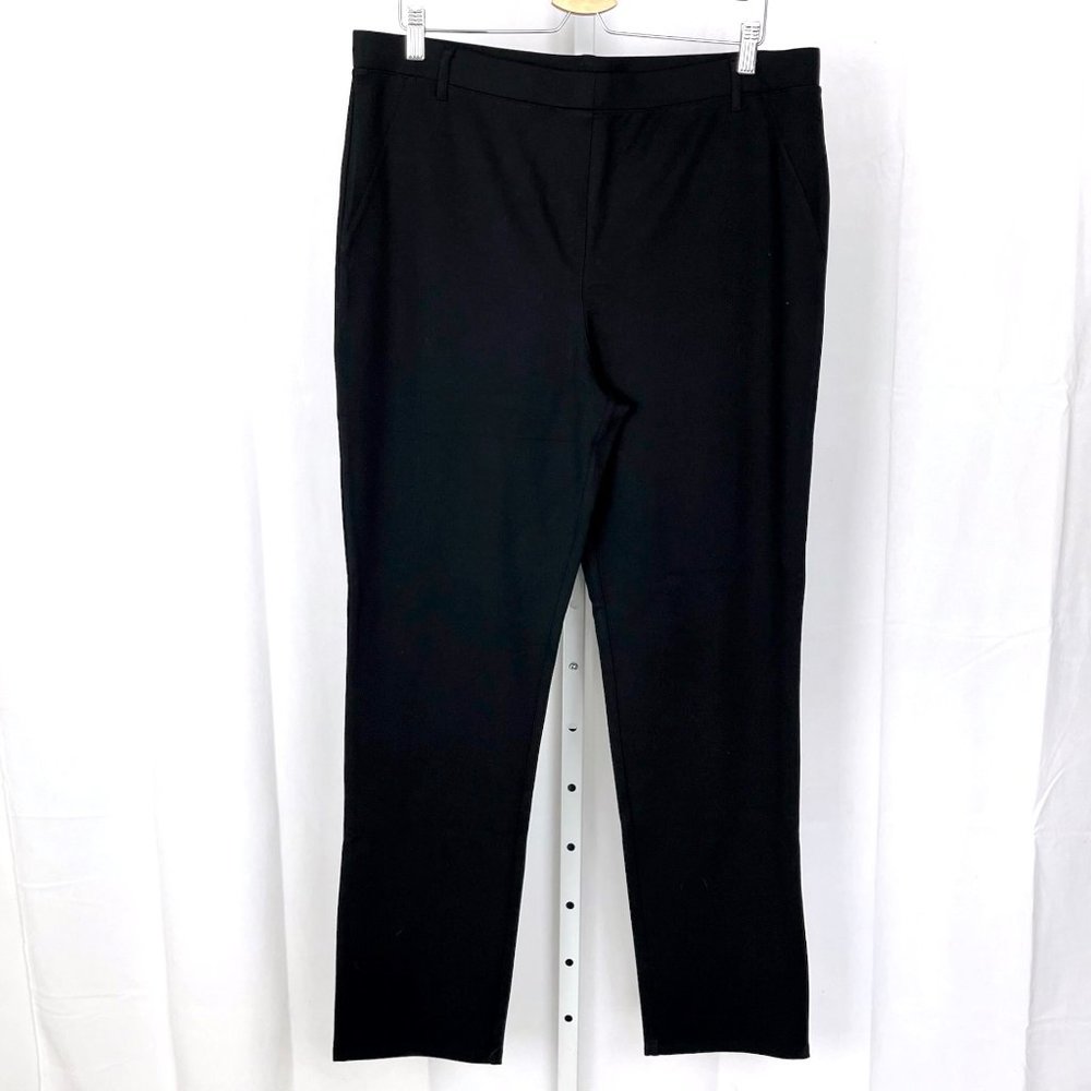 Quince Ultra Stretch Ponte Straight Leg Pants Black Size XL TALL